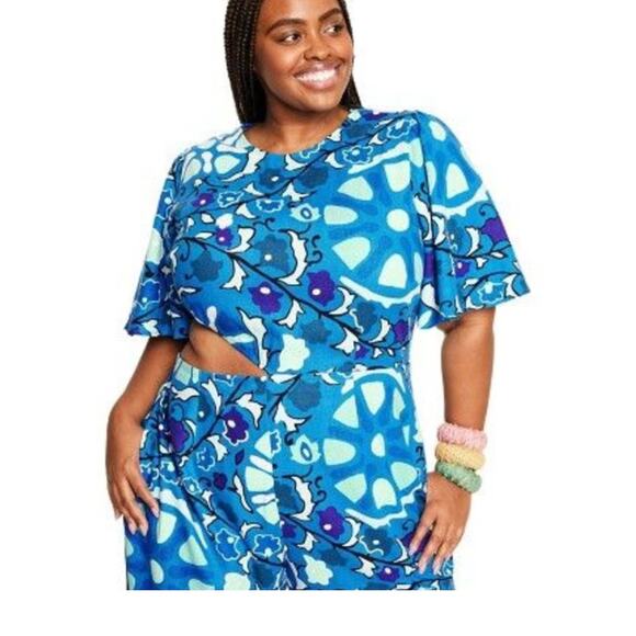 RHODE Women’s Blue Zinnia Print Jumpsuit - Size Large, Boho Chic Style - Picture 2 of 6